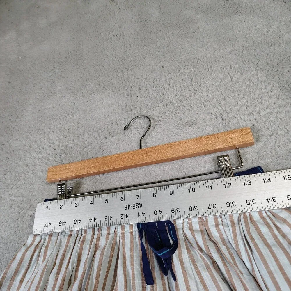 By Anthropologie Pants Women Small Gray Brown Striped Drawstring Waist Wide Leg - Picture 8 of 13
